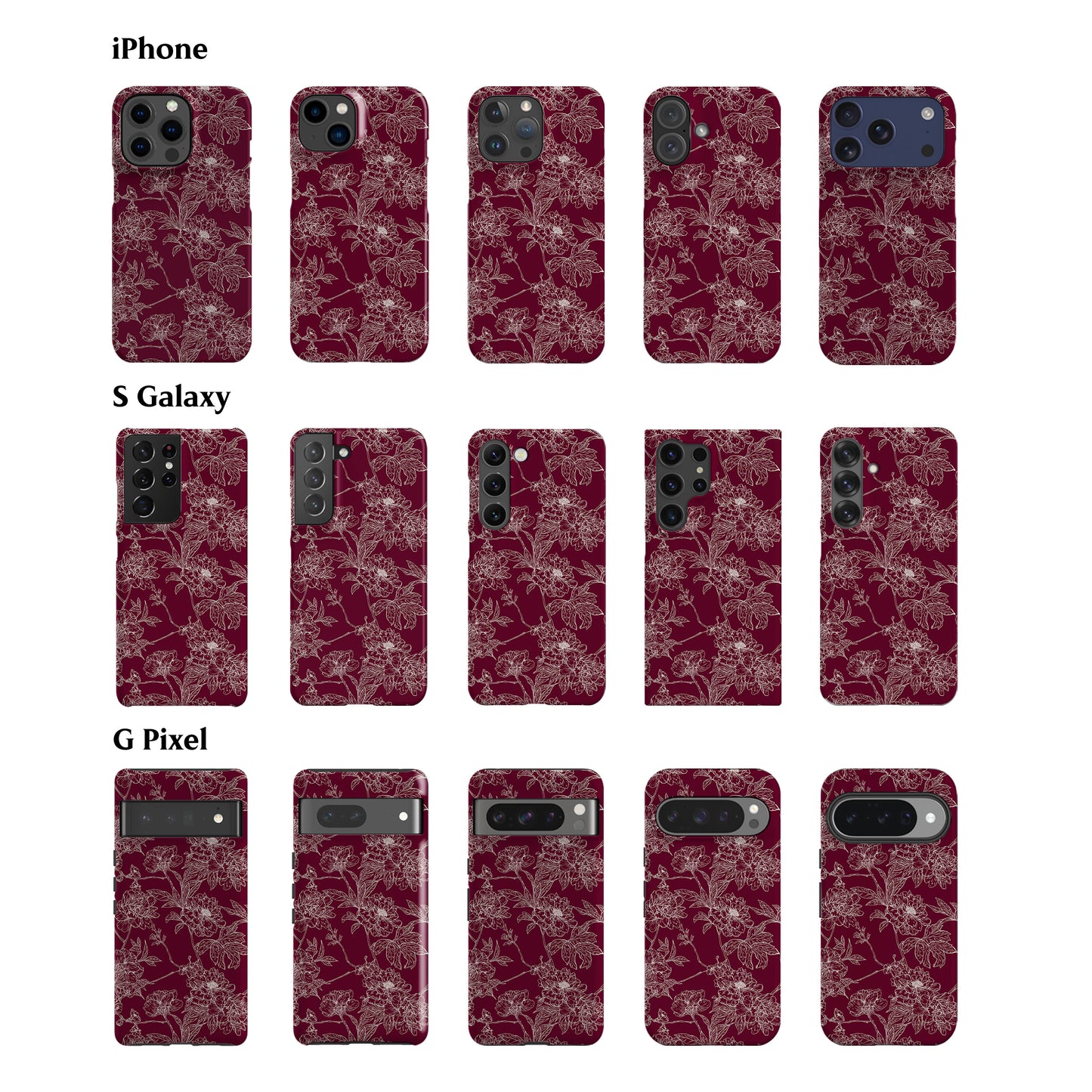 Classic Burgundy Flowers Phone Case