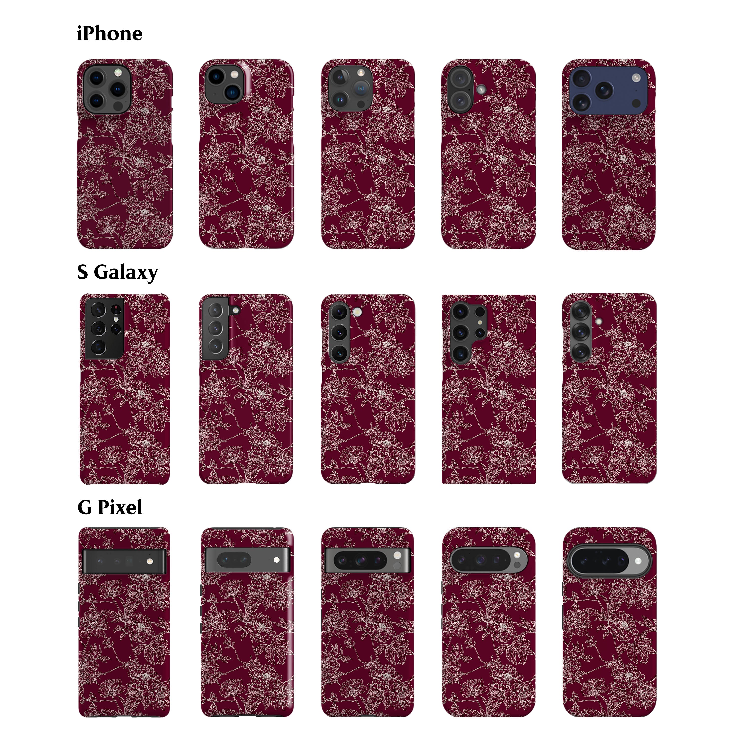 Classic Burgundy Flowers Phone Case