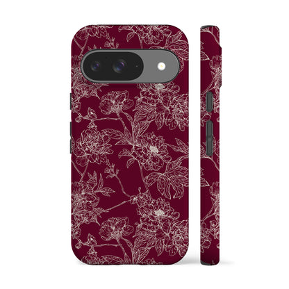 Classic Burgundy Flowers Phone Case