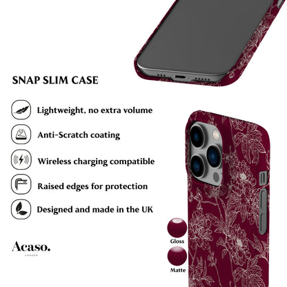 Classic Burgundy Flowers Phone Case