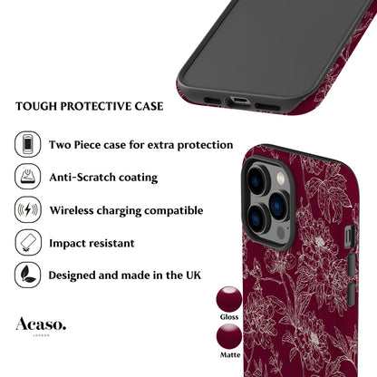 Classic Burgundy Flowers Phone Case