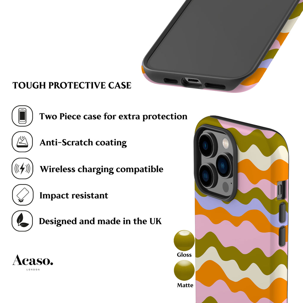 Club Sol Waves Moss Orange Phone Case