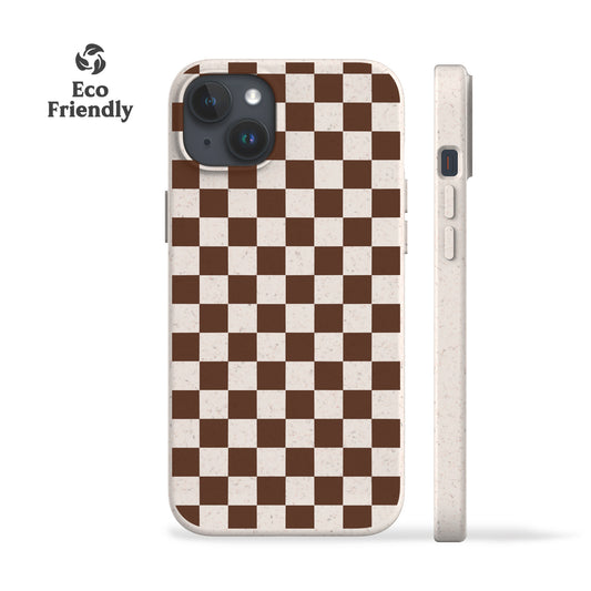 Cocoa Brown Checker Eco-Friendly Phone Case