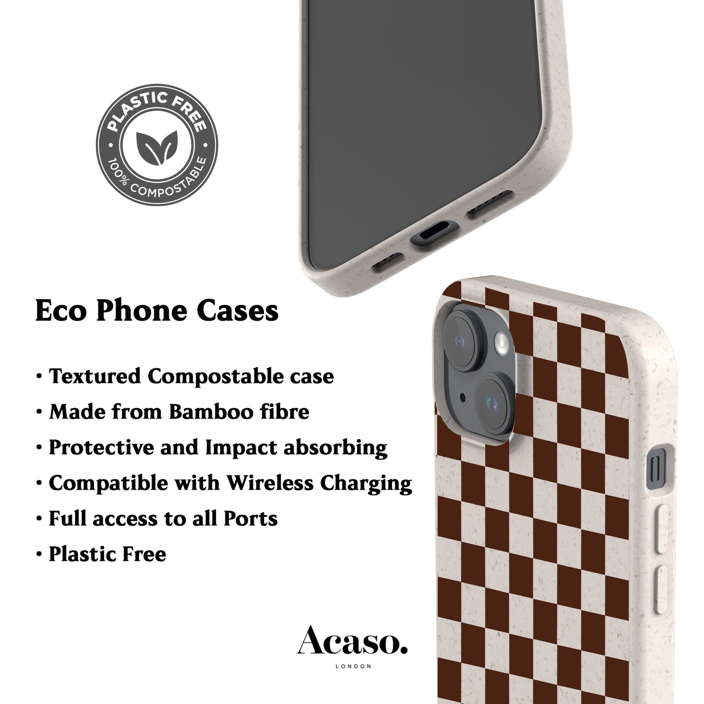 Cocoa Brown Checker Eco-Friendly Phone Case