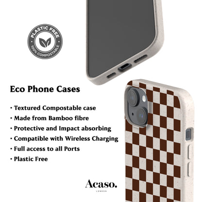 Cocoa Brown Checker Eco-Friendly Phone Case