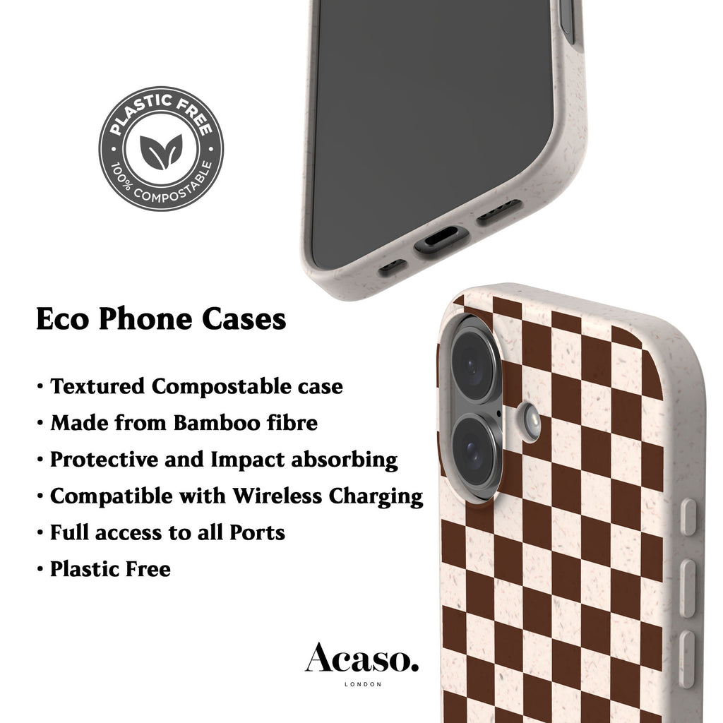 Cocoa Brown Checker Eco-Friendly Phone Case