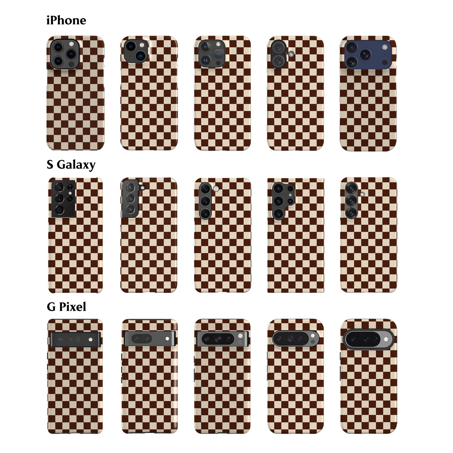 Cocoa Brown Checkered Phone Case