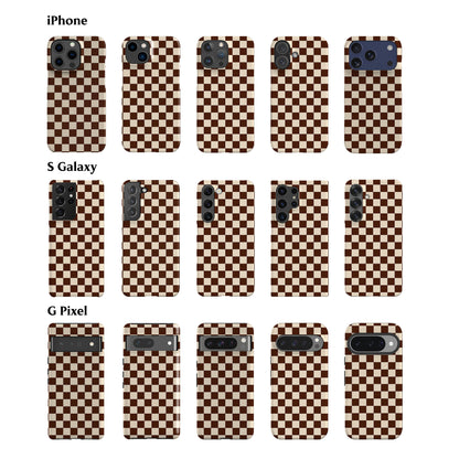 Cocoa Brown Checkered Phone Case