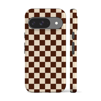 Cocoa Brown Checkered Phone Case