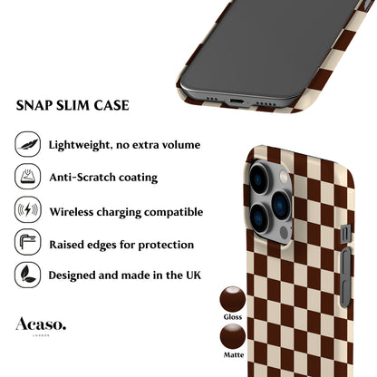 Cocoa Brown Checkered Phone Case