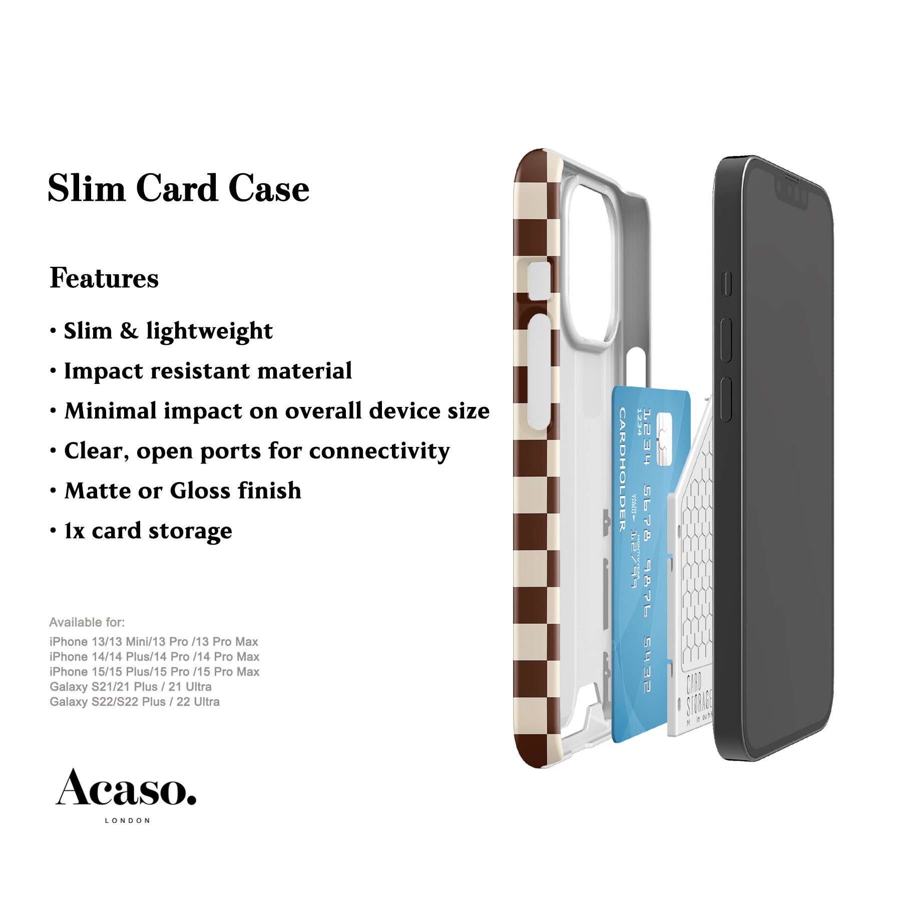 Cocoa Brown Checkered Card Case