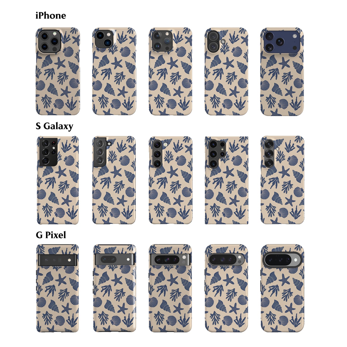 Corals and Shells Blue Phone Case