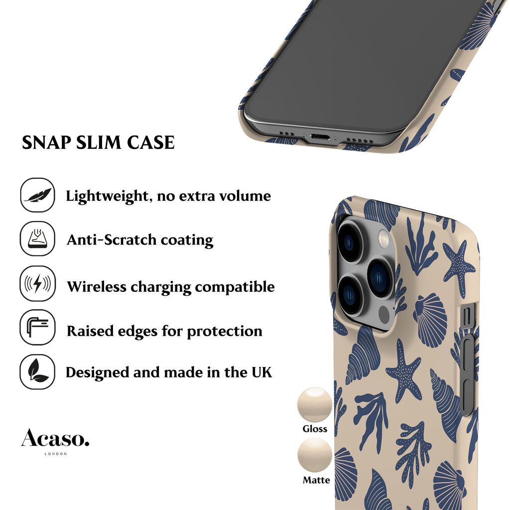 Corals and Shells Blue Phone Case