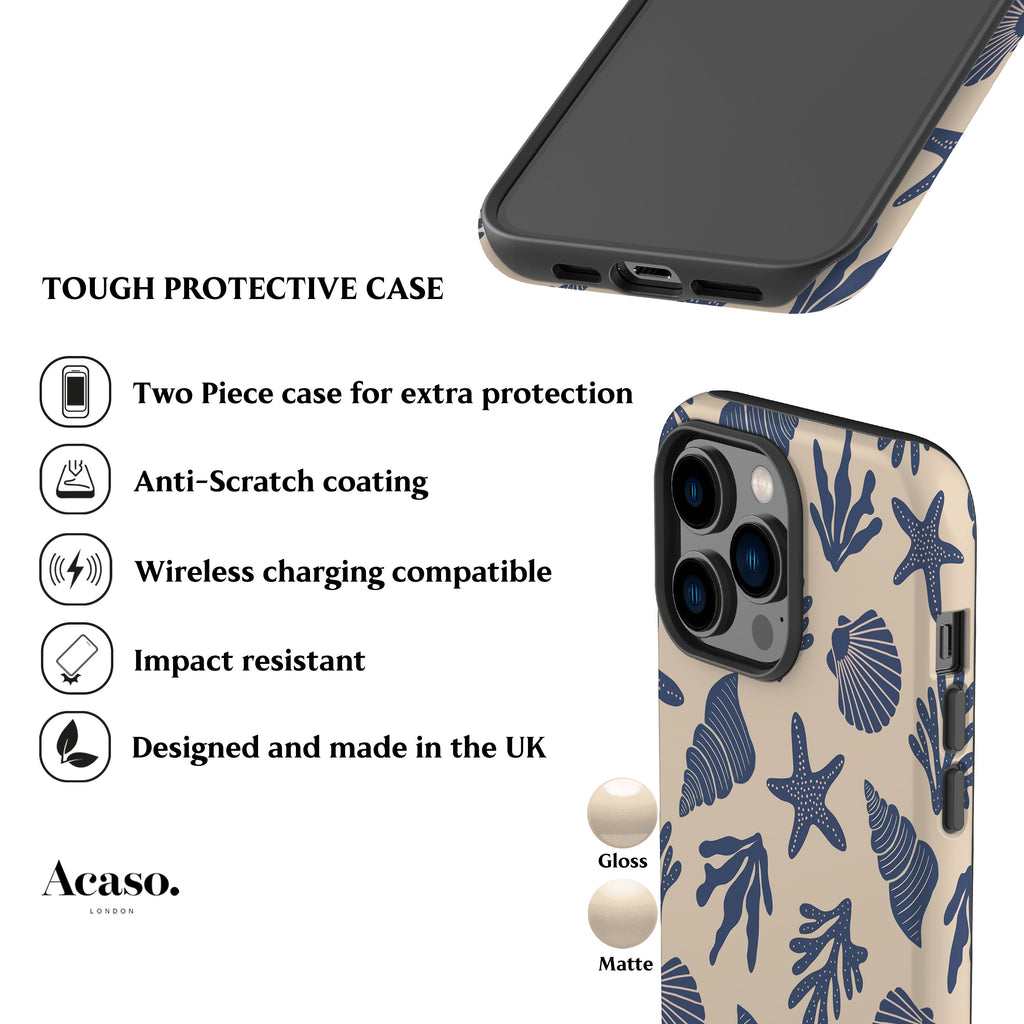 Corals and Shells Blue Phone Case