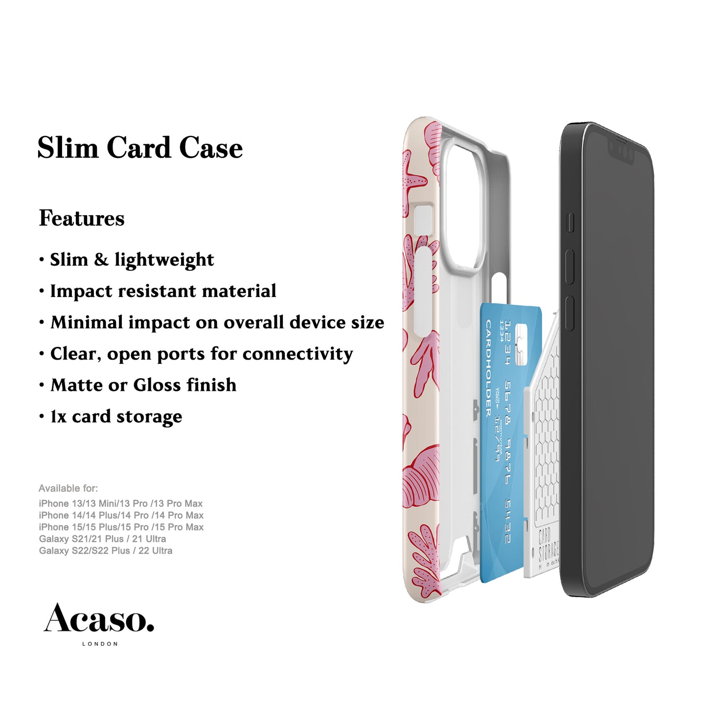 Corals and Pink Shells Card Case