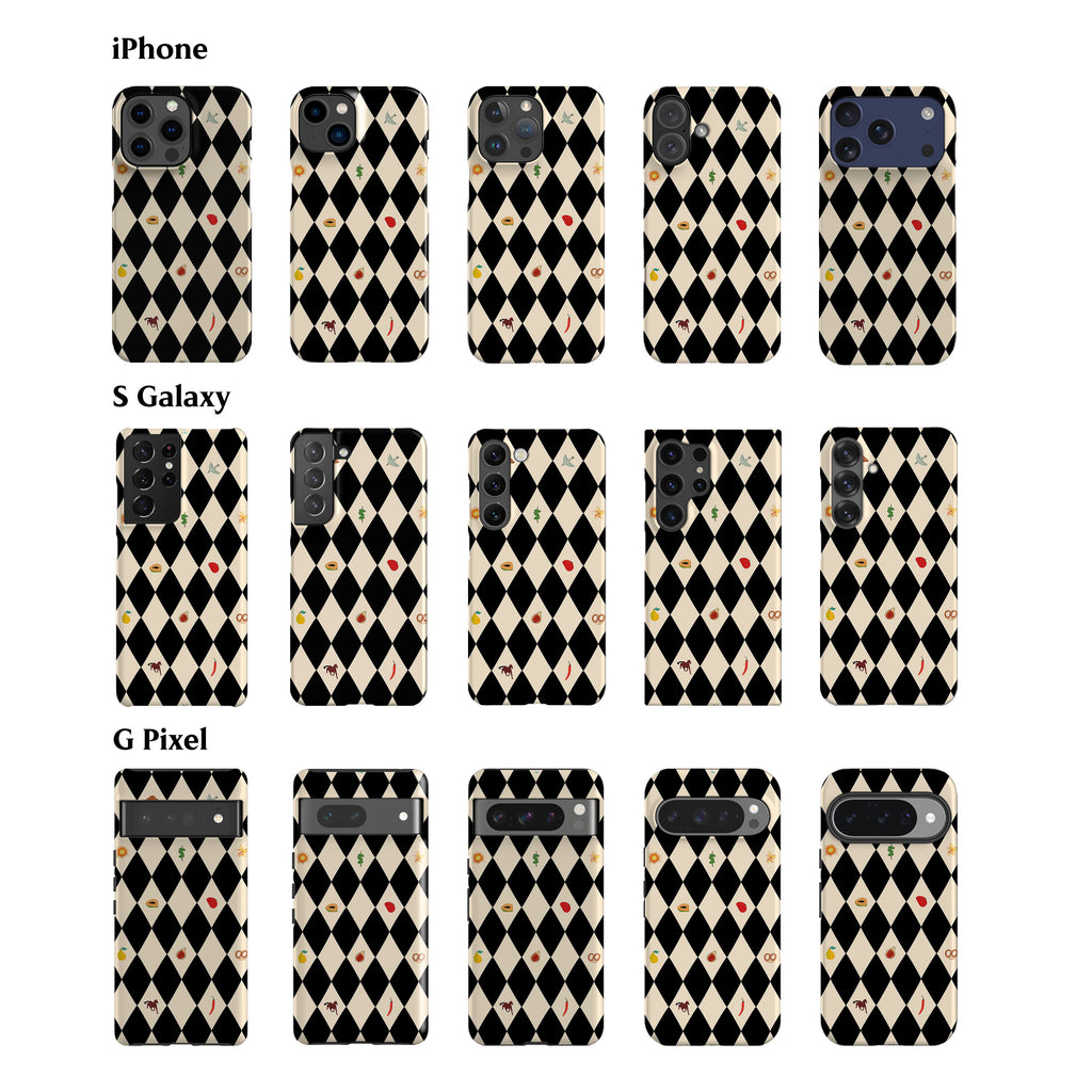 Spring Fair Checker Black Phone Case