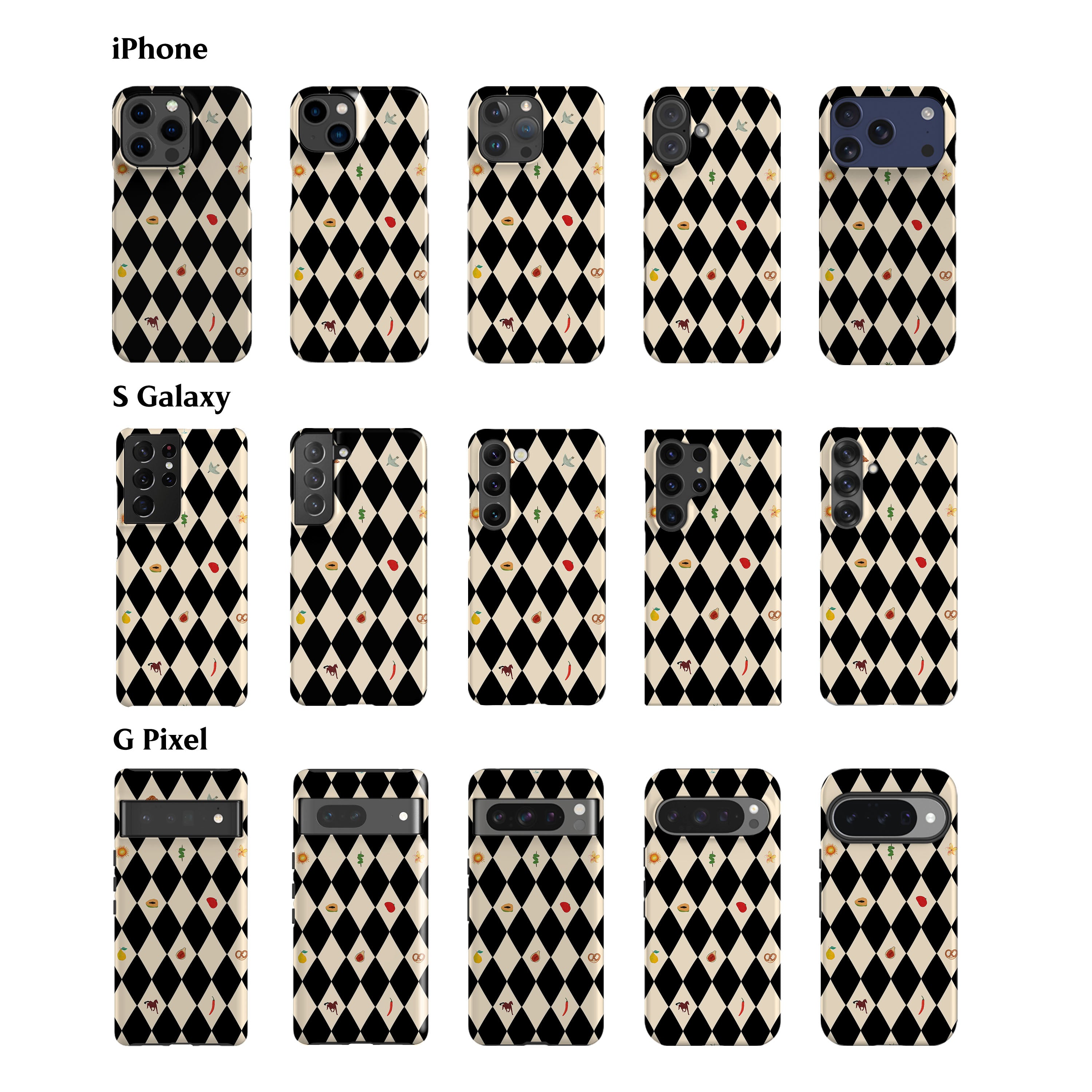 Spring Fair Checker Black Phone Case