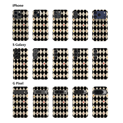 Spring Fair Checker Black Phone Case