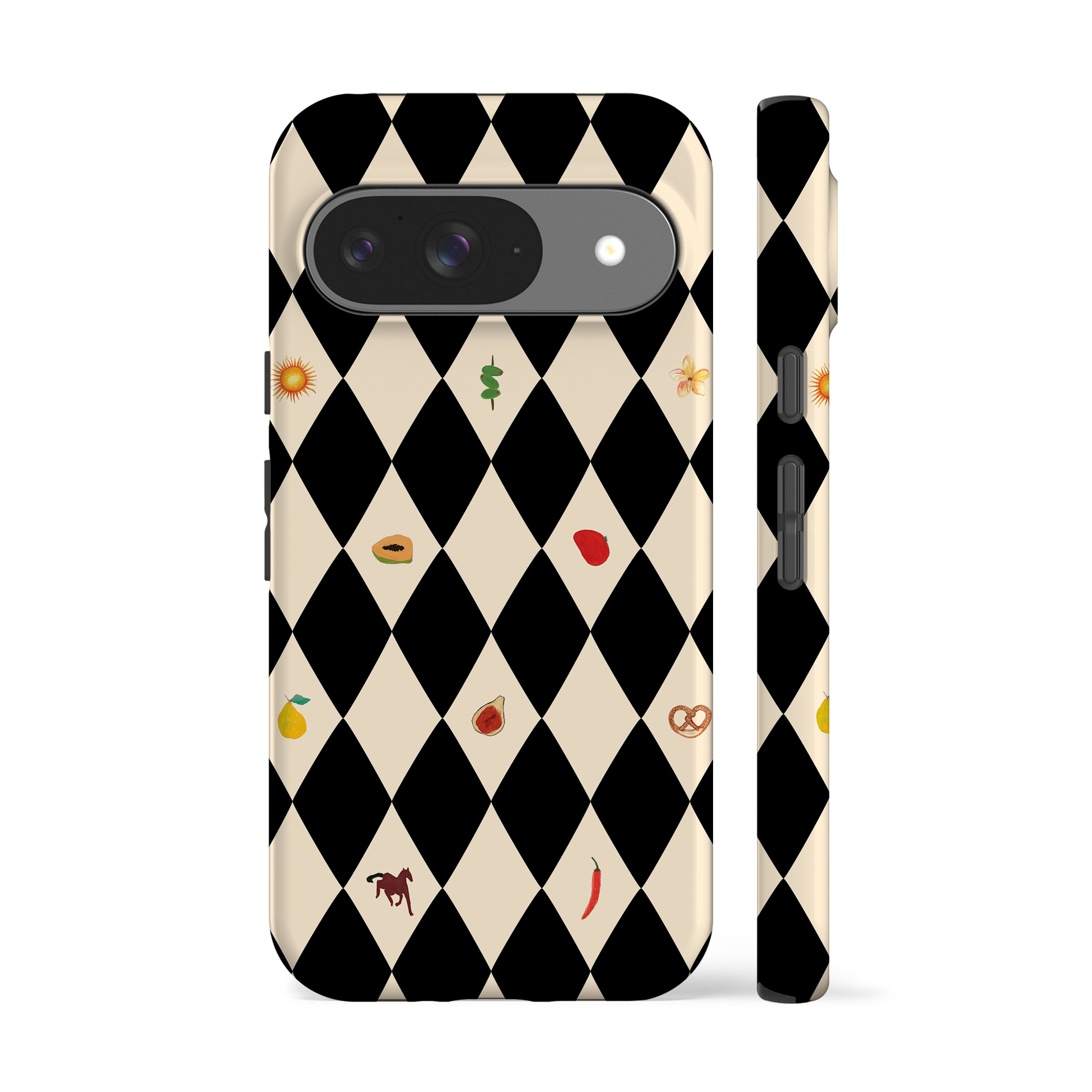 Spring Fair Checker Black Phone Case