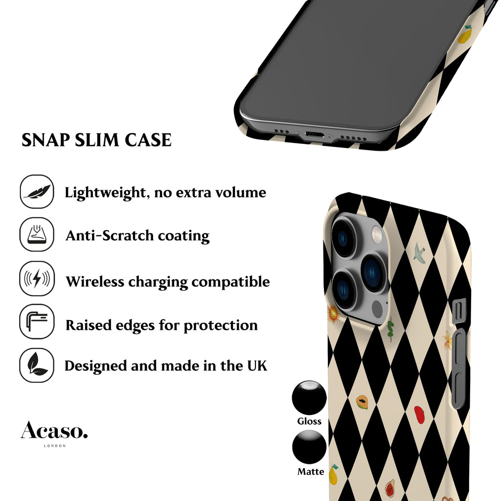 Spring Fair Checker Black Phone Case