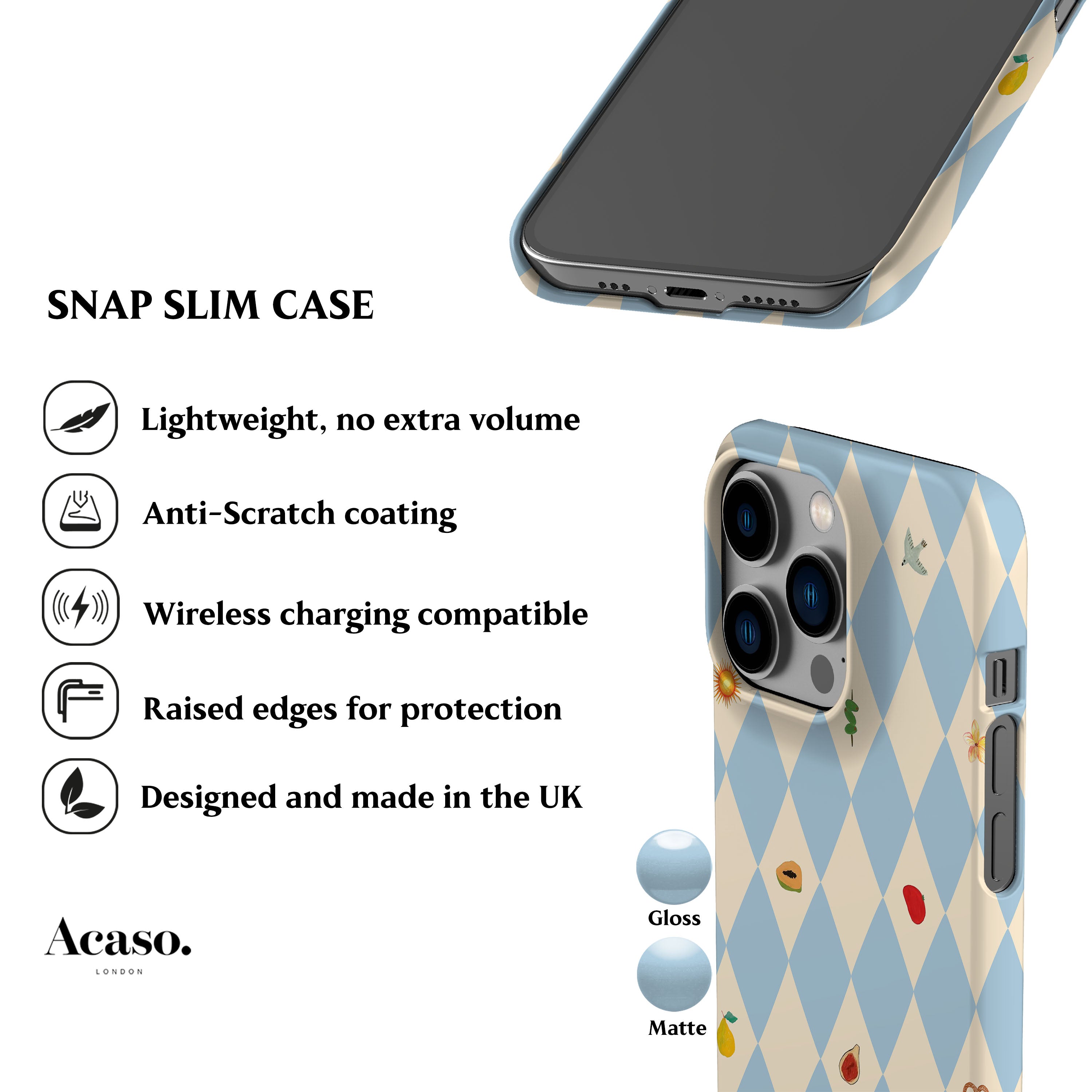 Spring Fair Checker Blue Phone Case