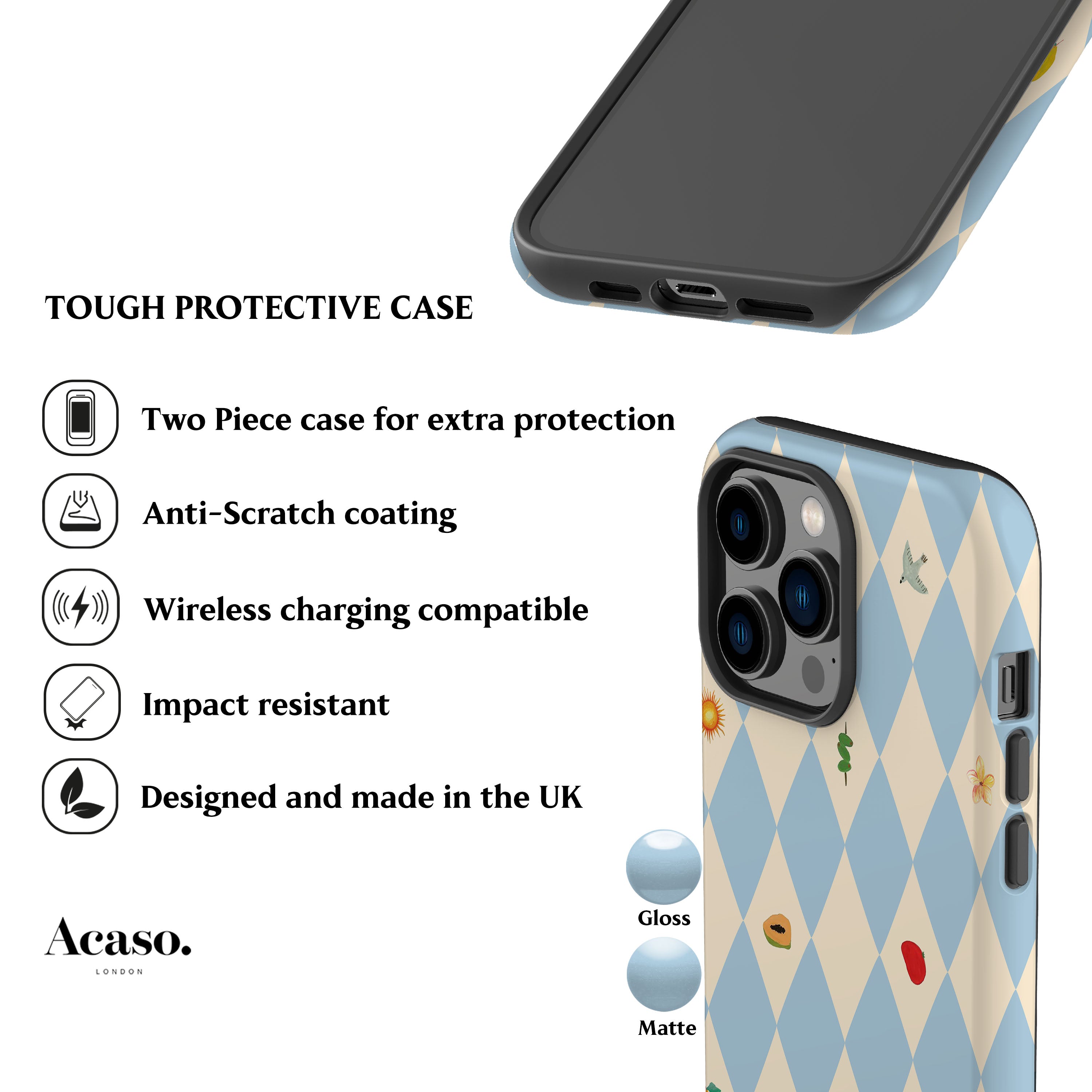 Spring Fair Checker Blue Phone Case