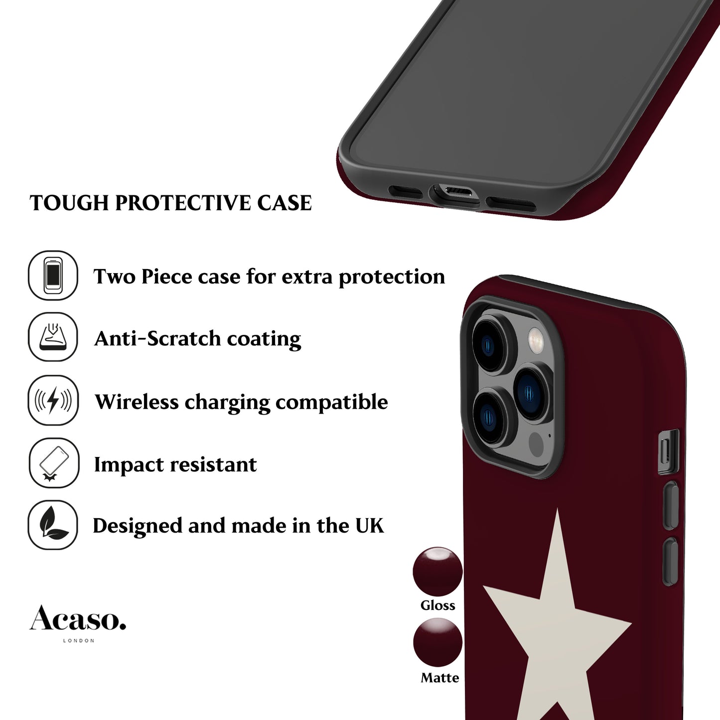 Star Dark Maroon Phone Case