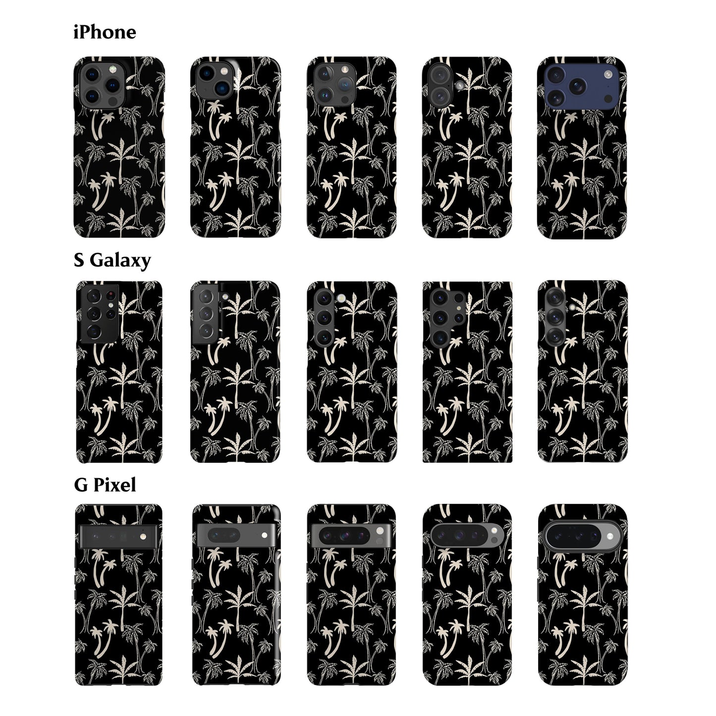 Black Mallorca Palm Trees Phone Case