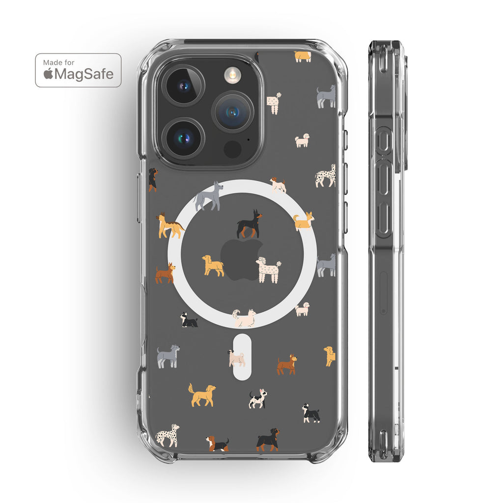 Cute Dogs Clear MagSafe iPhone Case
