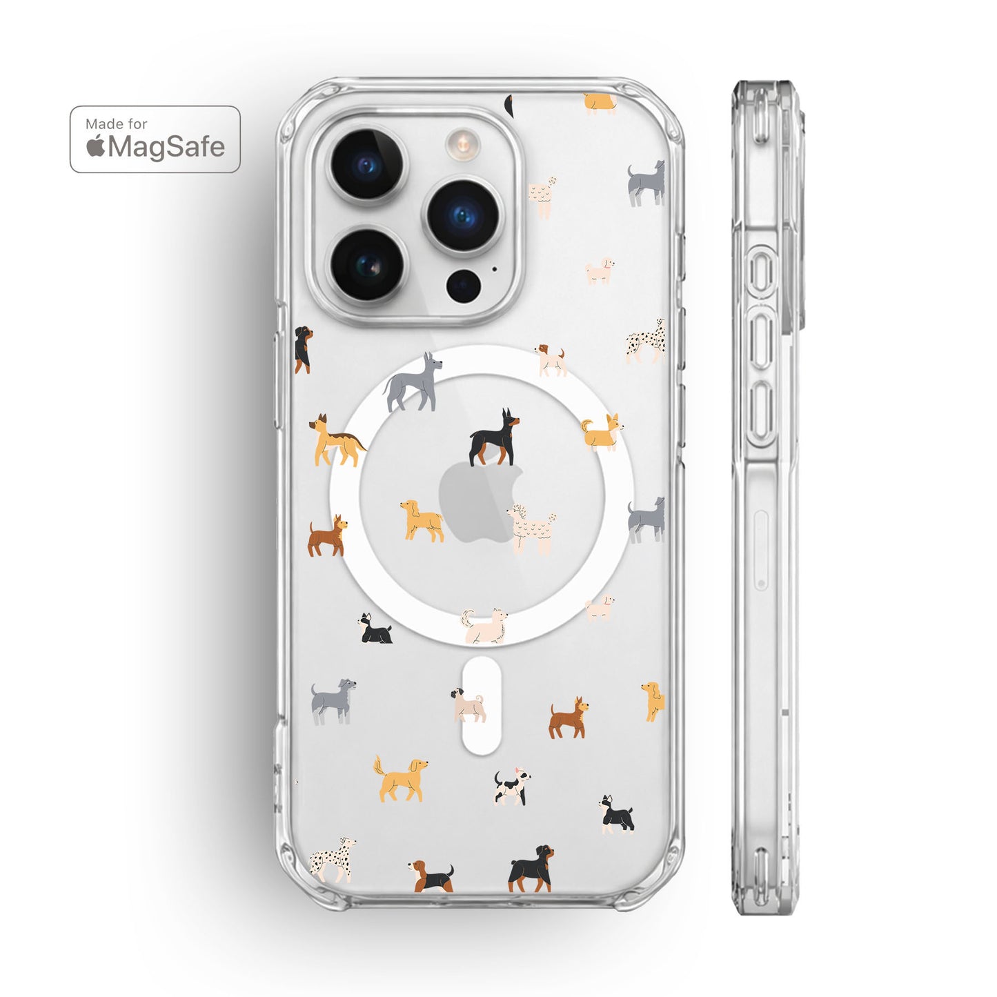 Cute Dogs Clear MagSafe iPhone Case