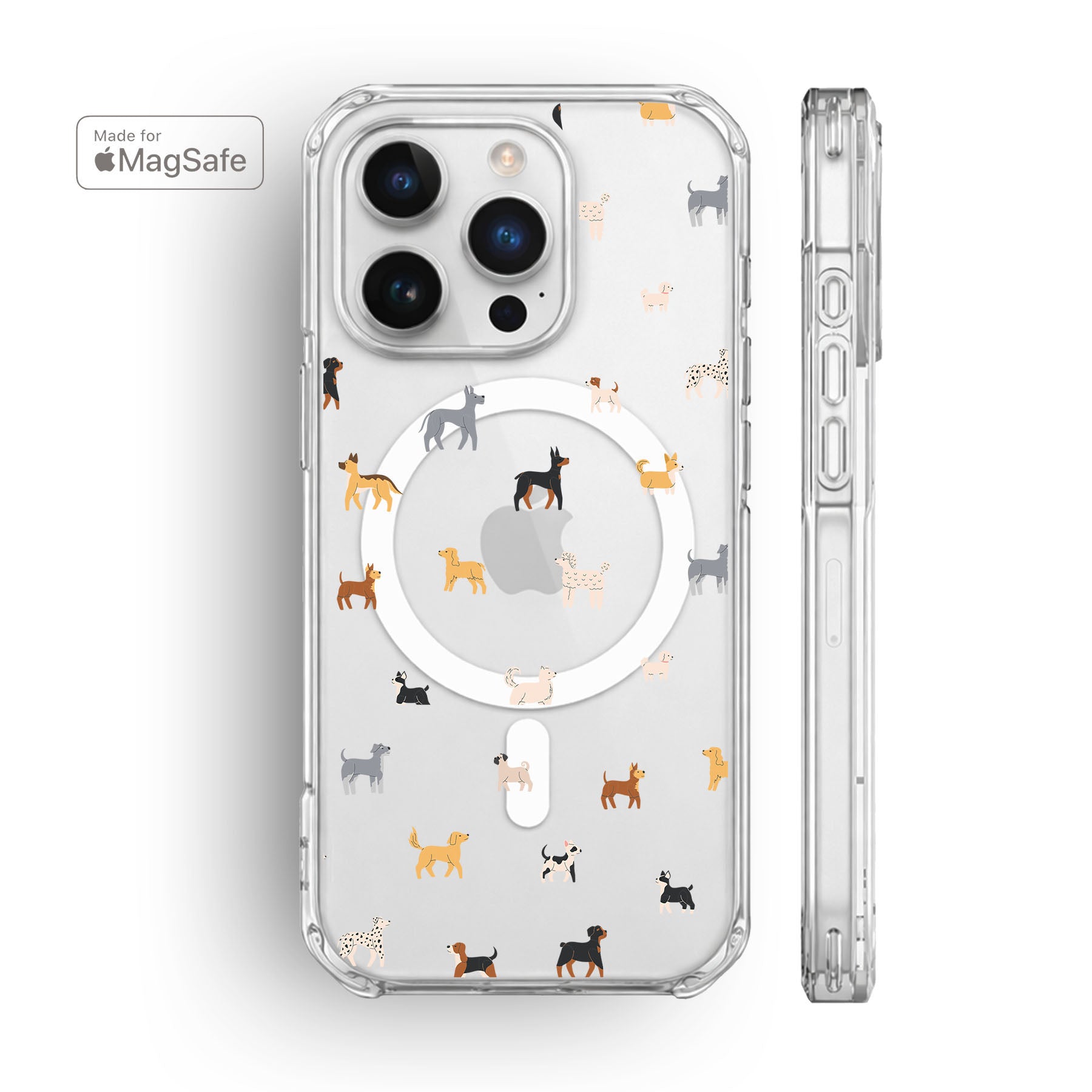 Cute Dogs Clear MagSafe iPhone Case