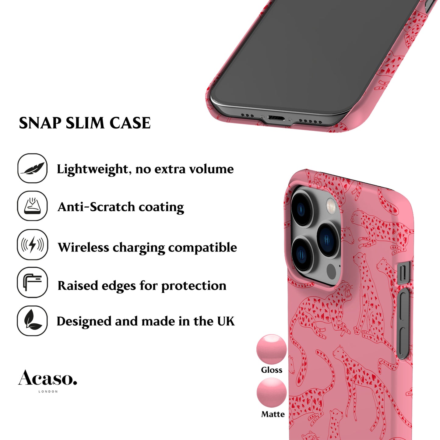 Leopard Hearts Red Phone Case