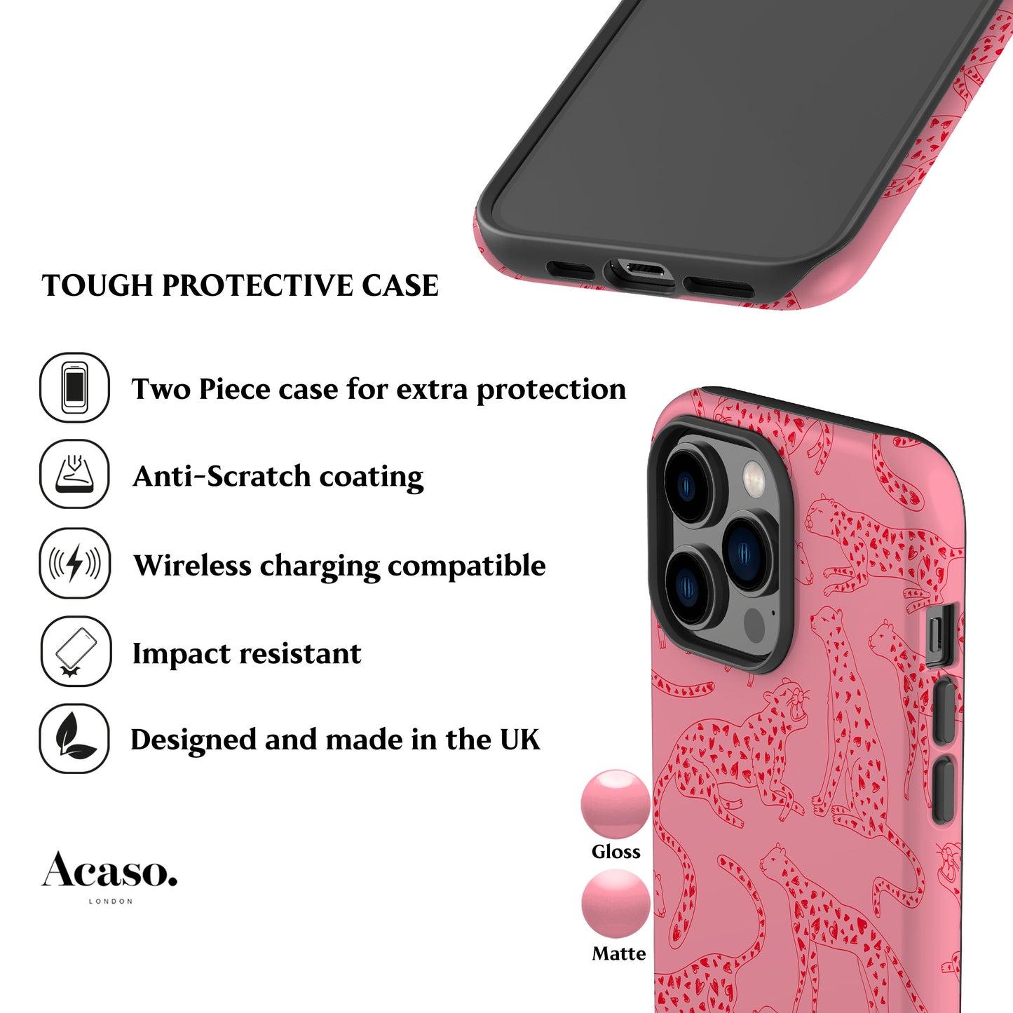 Leopard Hearts Red Phone Case