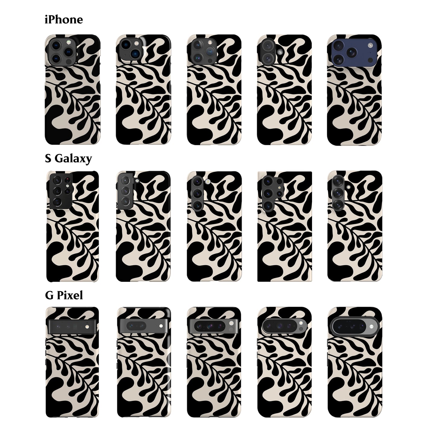 Black Leafy Phone Case