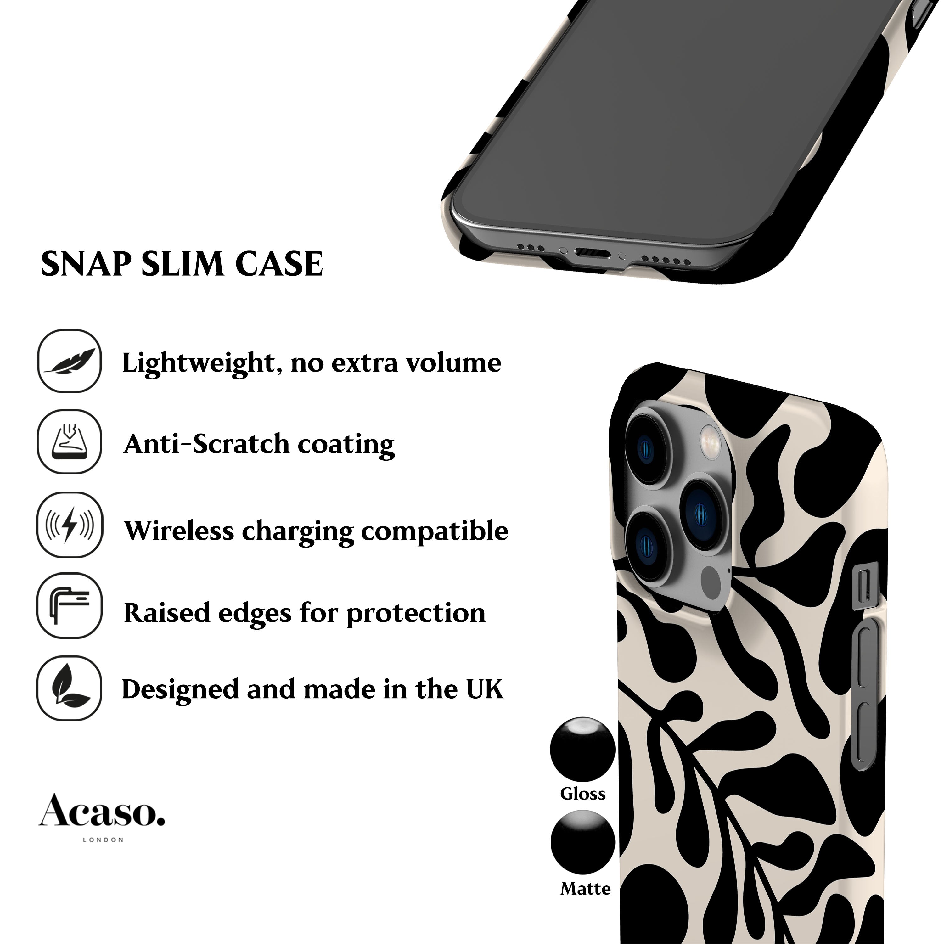 Black Leafy Phone Case