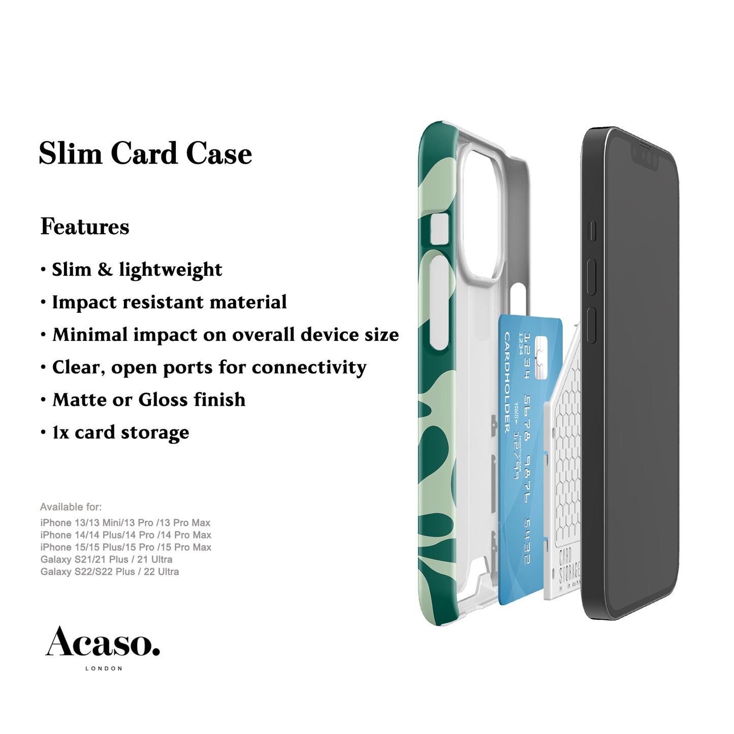 Green Leafy Slim Card Case