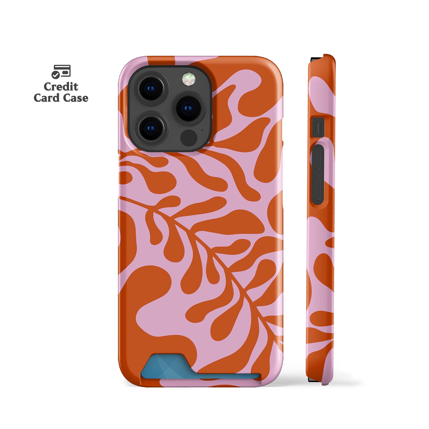 Pink Leafy Card Case