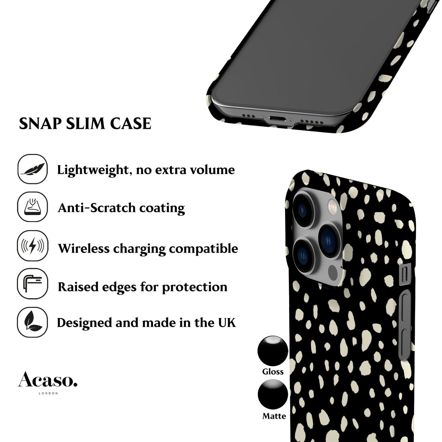 Dalmatian Spots Black Phone Case
