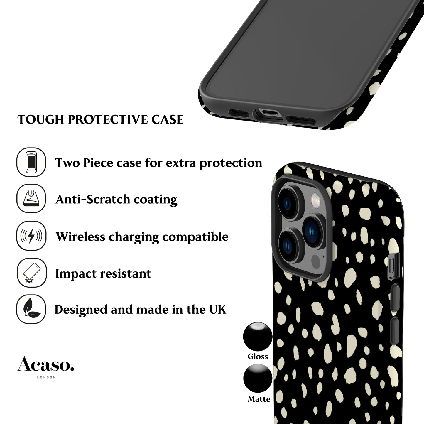 Dalmatian Spots Black Phone Case
