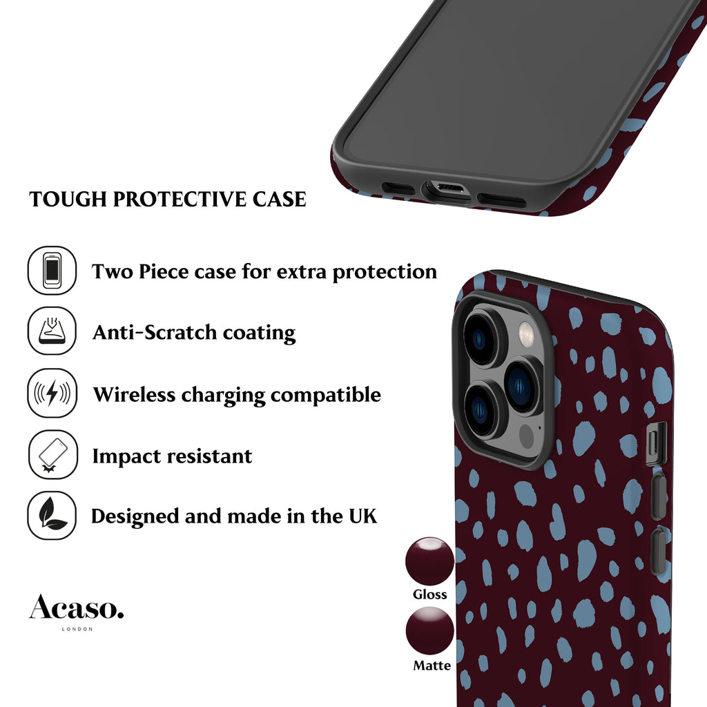 Dalmatian Spots Blue Maroon Phone Case