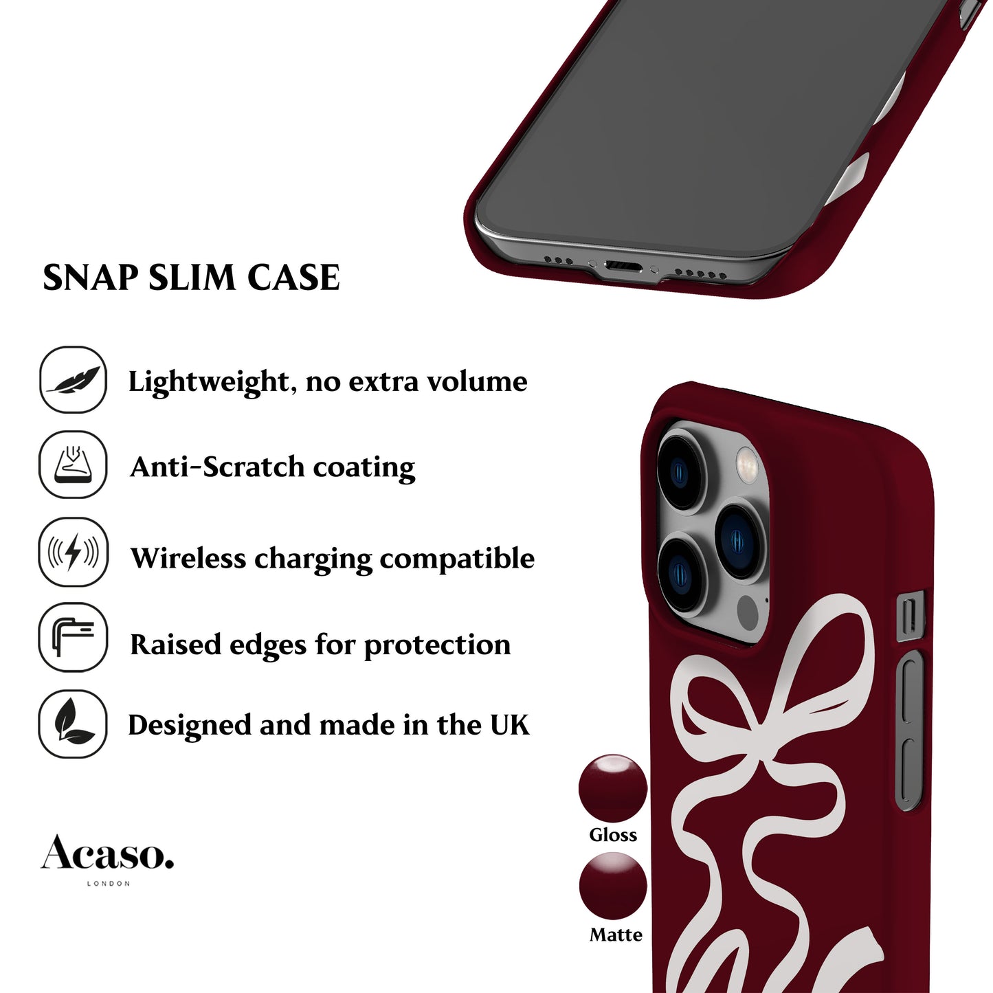 Deep Maroon Ribbon Phone Case