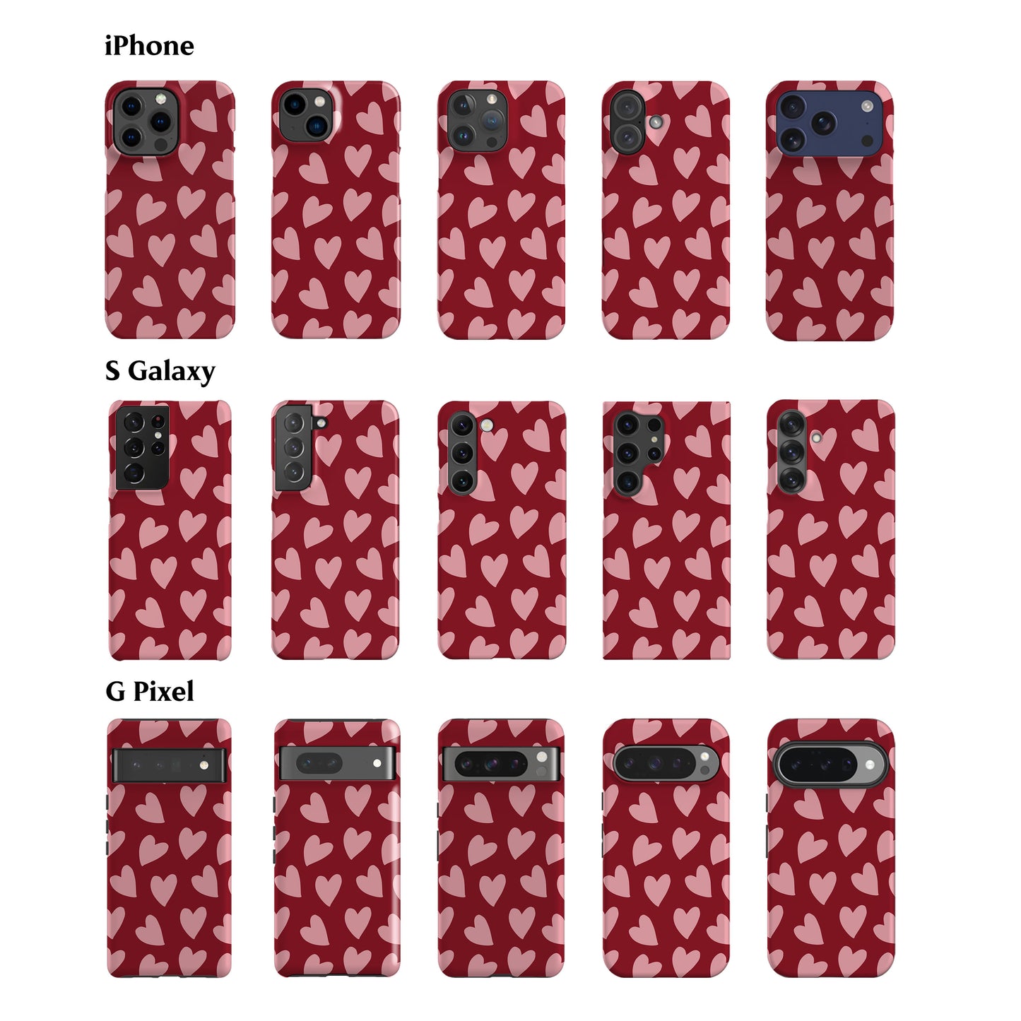 Deep Red Hearts Phone Case