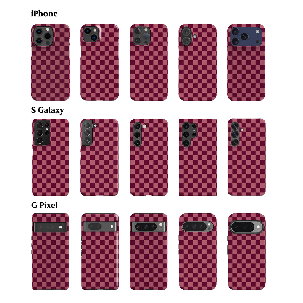 Deep Rose Checkered Phone Case