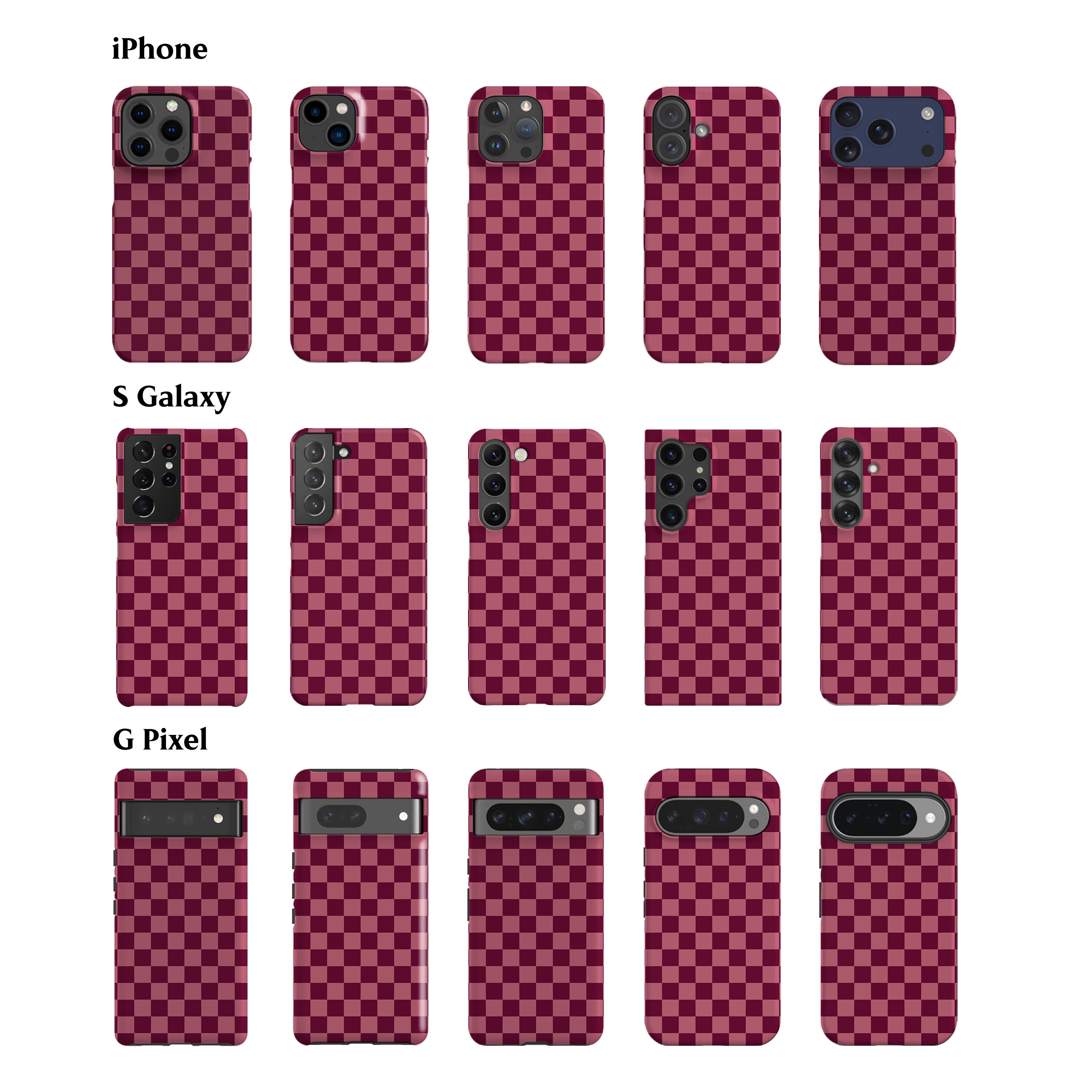 Deep Rose Checkered Phone Case