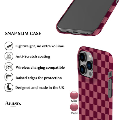 Deep Rose Checkered Phone Case