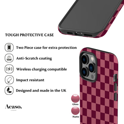 Deep Rose Checkered Phone Case