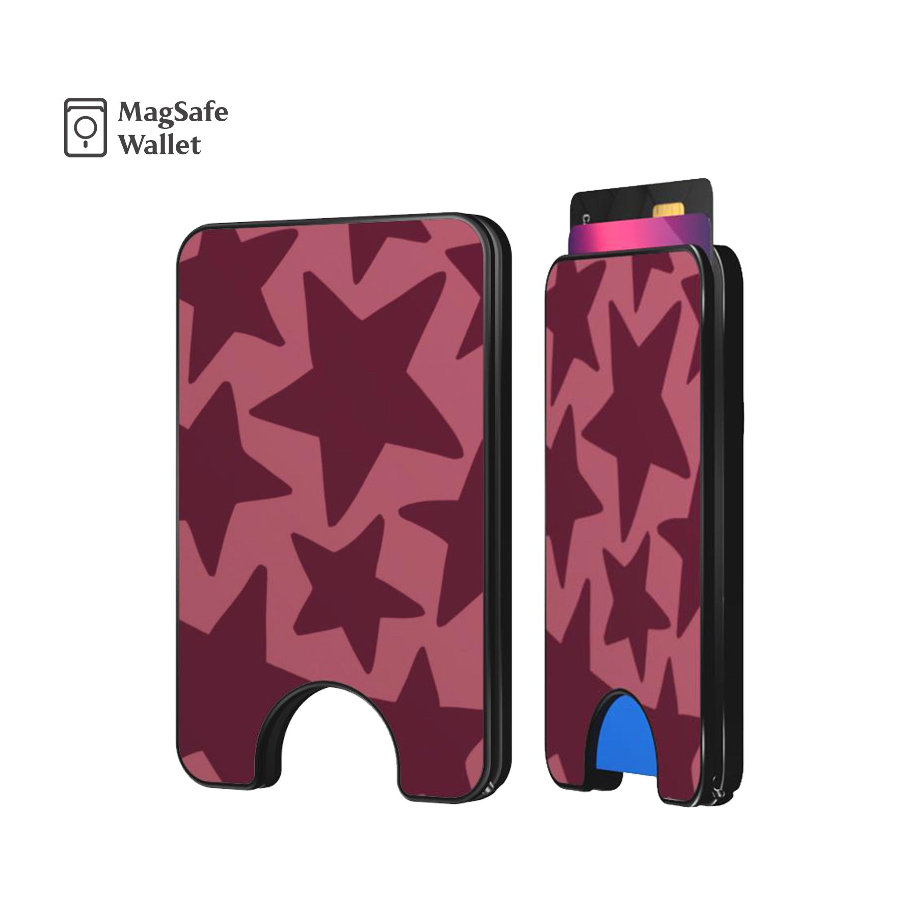 Deep Rose Stars Magnetic Phone Wallet
