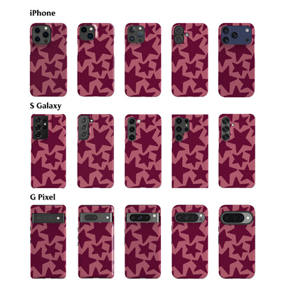 Plum Red Stars Phone Case