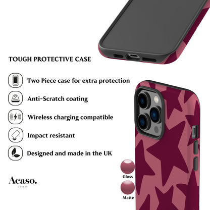 Plum Red Stars Phone Case