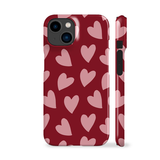 Deep Red Hearts Phone Case